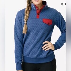 Zyia Active Blue Quilted Snap Pocket Sweatshirt Women's Size Small